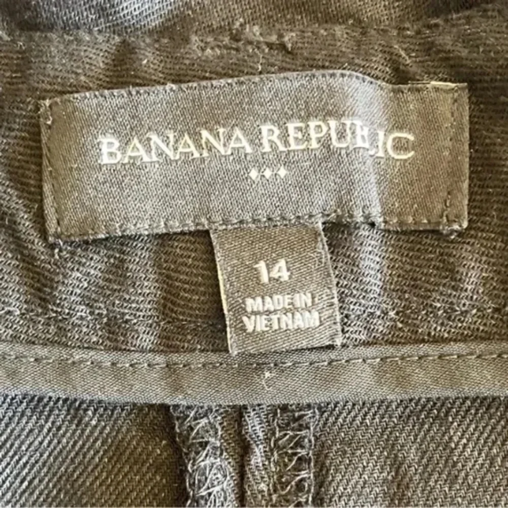 Banana Republic | Black Linen Blend High Waist Wide Leg Cropped Pants, Size 14